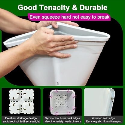 HG7X7SW 7"x7" Square White Pot, 9" Tall, Pack of 12 (12)