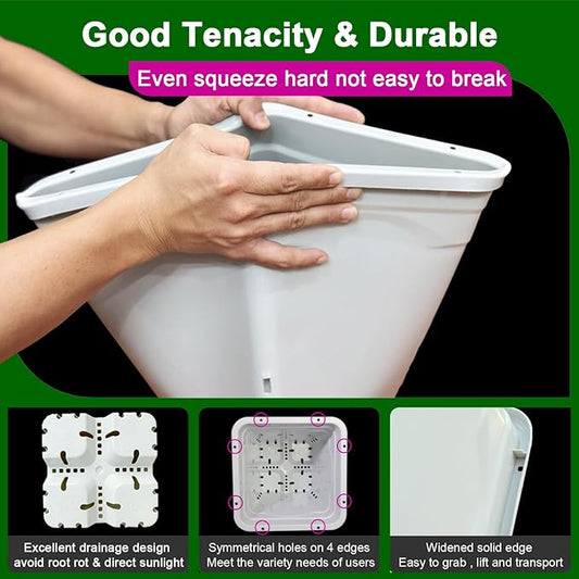 HG7X7SW 7"x7" Square White Pot, 9" Tall, Pack of 50 (50)