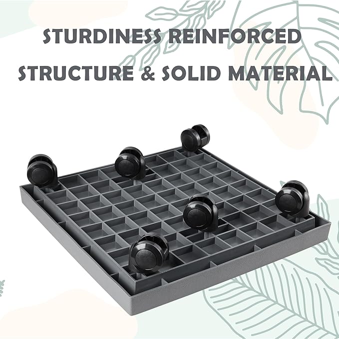 15.3 Inch Square Rolling Plant Caddy Saucer with Wheels, Heavy Duty Wheeled Planter Stand for Potted Plant, Coaster Roller Base Tray with Casters, Flower Pot Dolly Holder for Indoor Outdoor