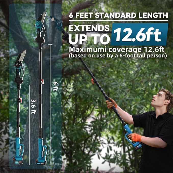 Cordless Pole Saws for Tree Trimming,2-In-1 Mode Cordless Pole Saw for Cutting Branches and Wood,with Portable Bag and 2-20V 4A Battery