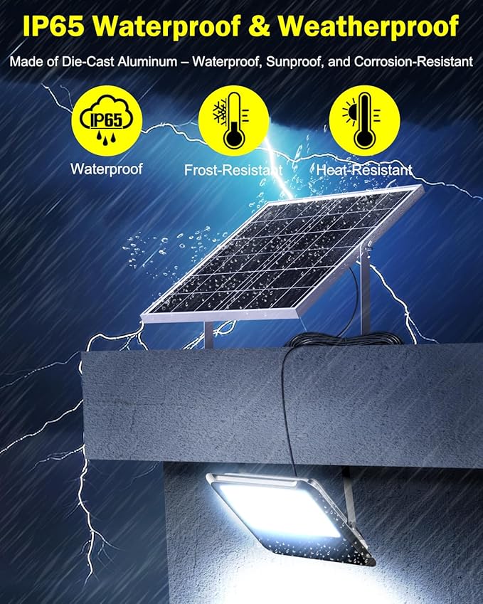 Engrepo Solar Light Outdoor, 10000LM Luces Solares Dusk to Dawn Auto On/Off Solar Powered Security Flood Light Outside IP65 Waterproof with Remote Control for Wall Porch, Shed, Barn. 20000mAh.