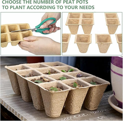 360 Cells Seed Starter Tray, 30 Pack Biodegradable Peat Pots with 200 Labels, Plant Starter Kit for Seedlings