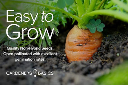 Gardeners Basics, Carrot Seeds for Planting Home Garden - 5 Variety Pack Rainbow, Imperator 58, Scarlet Nantes, Bambino and Royal Chantenay Great for Spring, Summer, Fall, Heirloom Carrot Seeds