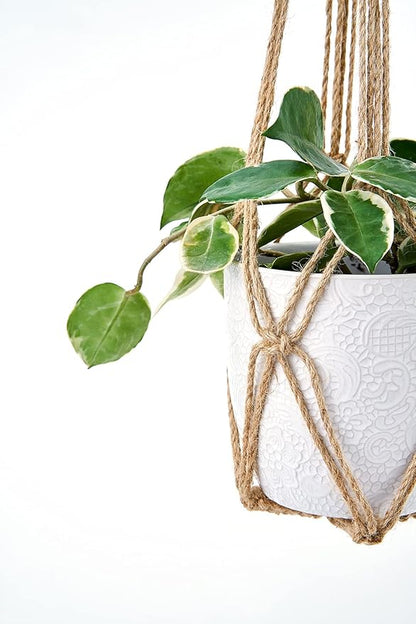 Dahey Macrame Plant Hanger Set of 3 with Hooks Indoor Hanging Planter Basket 35"/29"/23" Handmade Woven Cotton Rope Flower Pot Crochet Plant Holder Stand for Boho Home Decor No Tassels,Brown