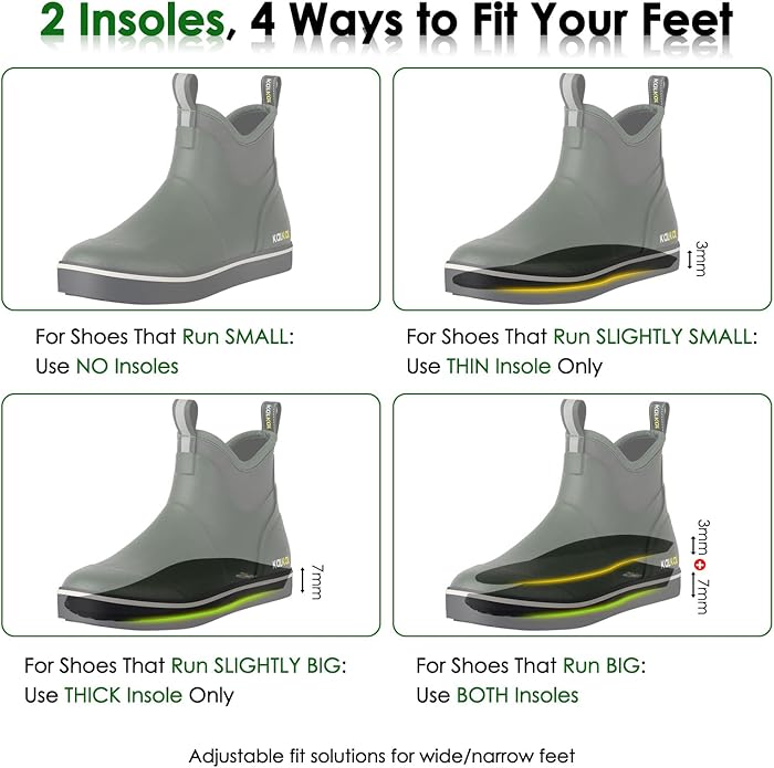 Kalkal Men's Deck Boots, Waterproof Fishing Rain Boots with High Traction, Men's Rubber Boots For Gardening Fishing Boating Camping Sailing