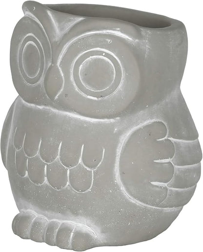 Classic Home and Garden Cement Buddies Animal Planters - Cute Desk Decoration - UV Coated Animal Vase w/Removable Drain Plug - Succulent Plant Pot for Indoor/Outdoor (Owl Planter, Natural, Small)