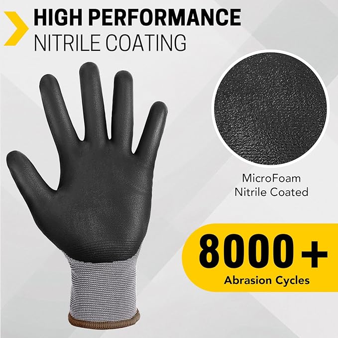 Safety Work Gloves-16/32 Pairs, Micro Foam Nitrile Coated Glove,Seamless Knit Nylon Gloves for Men Women（S-XL