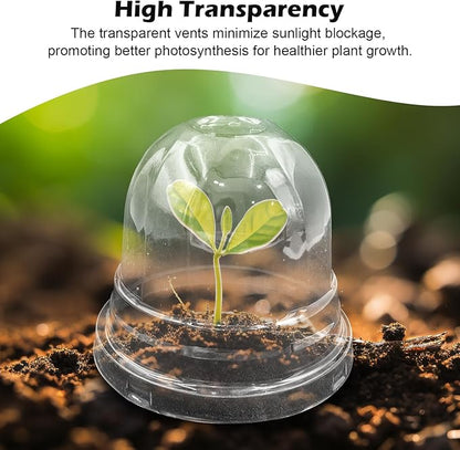 Humidity Domes for 4 Inch Pots, 100 Pack Transparent Plant Dome Covers with Ventilation, Clear Nursery Pot Domes for Seed Starting, Seedling Germination, and Gardening