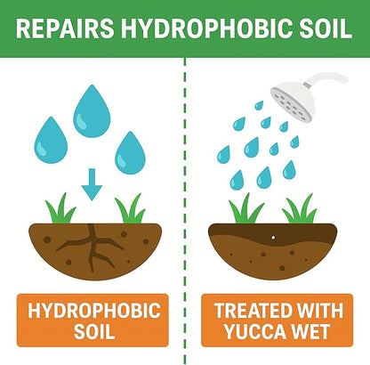 Wetting Agent - Surfactant Wetting Agent (1 Gallon Concentrate) - Liquid Yucca Extract for Plants, Lawns - All Natural & Plant Thirst Quench - Liquid Aeration Soil Loosener