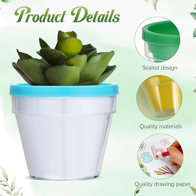 Meanplan 24 Sets Spring DIY Flower Pot Crafts Bulk Color Your Own Flower Pot 4 Inch Spring Planters Decorate Kit for Adults Activities