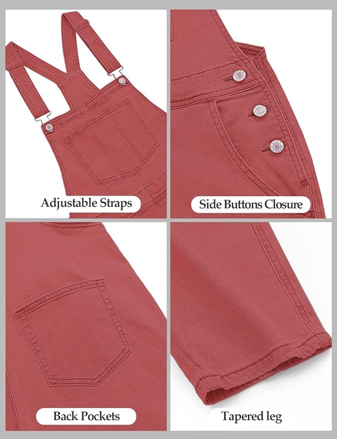 Vetinee Womens Classic Adjustable Straps Pockets Denim Bib Overalls Jeans Pants