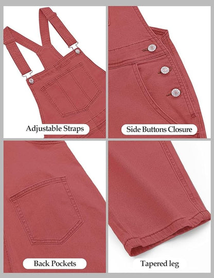 Vetinee Womens Classic Adjustable Straps Pockets Denim Bib Overalls Jeans Pants