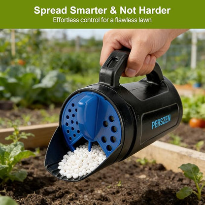 Handheld Spreader for Fertilizer, Grass Seed and Ice Melt, Multi-Use Seed Spreaders for Lawns with Adjustable Openings, 84 Oz Capacity Lawn Spreader for Yards and Garden Care