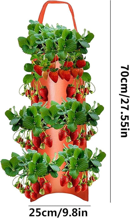 Upside Down Planter Tomato Herb Strawberry Grow Bags | 8 Hole Hanging Grow Bags for Tomato Chili Herb Strawberry,Hanging Aeration Fabric Strawberry Planter Bags for Growing Herbs Flowers