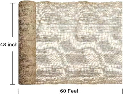 Agfabric Natural Jute Erosion Control 4x60ft, Jute Netting Roll -48 inch Wide x 60 Feet Long Soil Saver Mesh Blanket