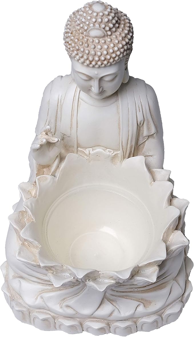 Buddha Planter – 9.5" Tall Polyresin - Zen Plant Pot Holder for Succulent, Flower, Cactus - Garden Lotus Statue Indoor or Outdoor Decor
