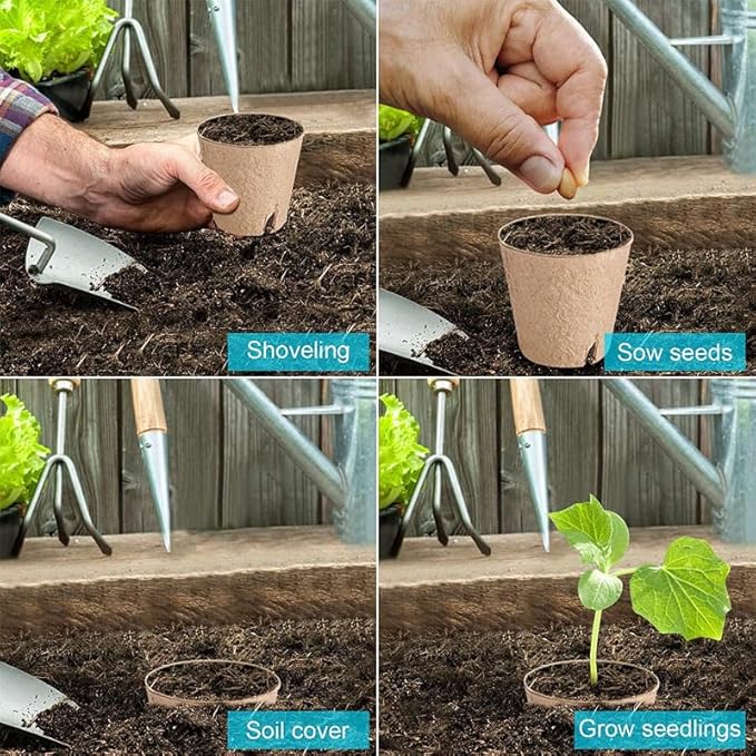 ANGTUO 102 Pcs Peat Pots for Seedlings, 3.14 inch Biodegradable Seed Nursery Pot with Drainage Holes, Seedling Pots Include 50 Labels