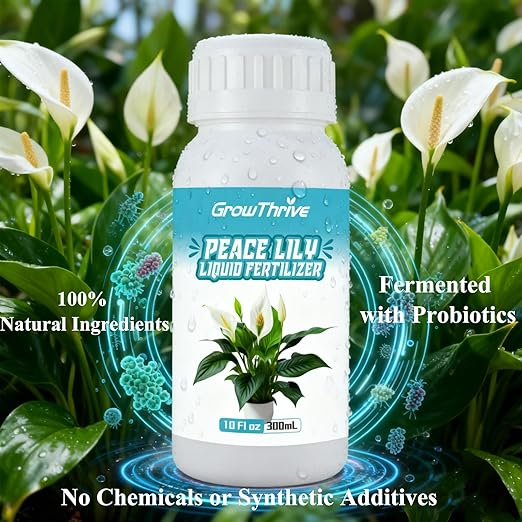 Peace Lily Liquid Fertilizer 10 oz – Natural Organic Plant Food for Peace Lily – Probiotic Formula with 200 Million Live Bacteria/ml – Promotes Lush Leaves & Vibrant Blooms