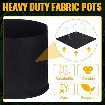 Zubebe 60 Pack Plant Grow Bags Bulk Garden Bags Aeration Grow Pots Heavy Duty Thickened Nonwoven Fabric Plant Pots Black Planting Container for Potato Tomato Vegetable Flower Fruits (5 Gallon)