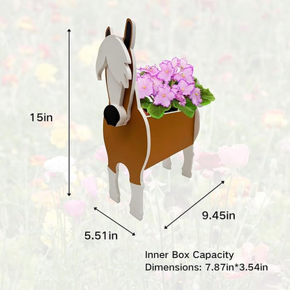 Horse Planter Plant Pots,Animal Flower Pot for Indoor/Outdoor,Small Cute PVC Animal Face Shape Plant Container Best for Home Office Garden Decoration Mom Gift Ideas