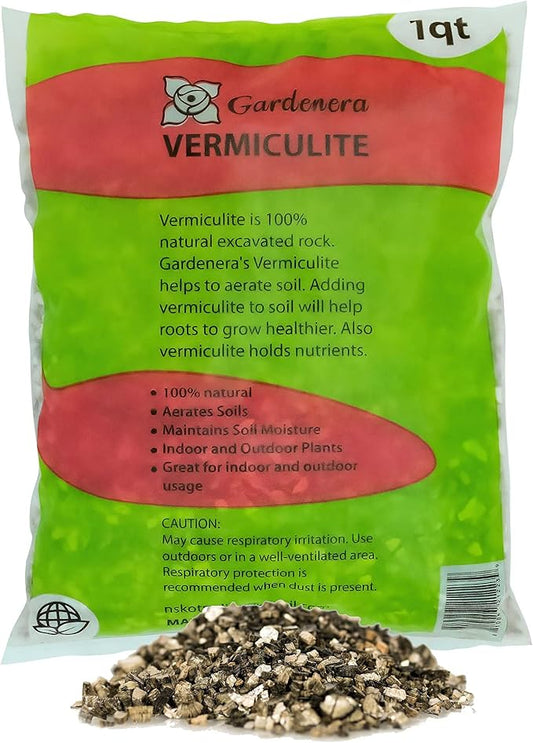 Horticultural Organic Vermiculite by GARDENERA - Medium Grade - Natural Soil Additive for Potted Plants - Orchids - Hydroponics - Terrariums (1 QT) - Set of 3
