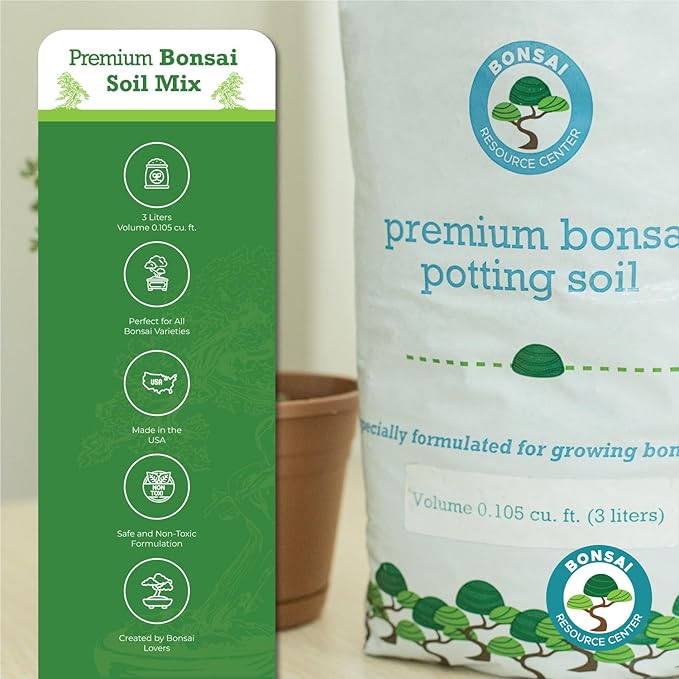 100% Organic Bonsai Soil – All-Natural, Well-Draining Potting Mix for Healthy Bonsai, Succulents, Cactus & Kokedama | Pumice, Akadama, Bark | Made in USA | 3L Bag