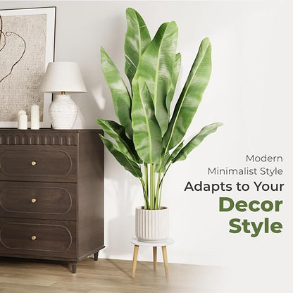 Leaf&lull Plant Table Small Plant Stand Indoor for Large Plants Wood Plant Stool Tall Plant Holder for Living Room Bedroom Balcony White