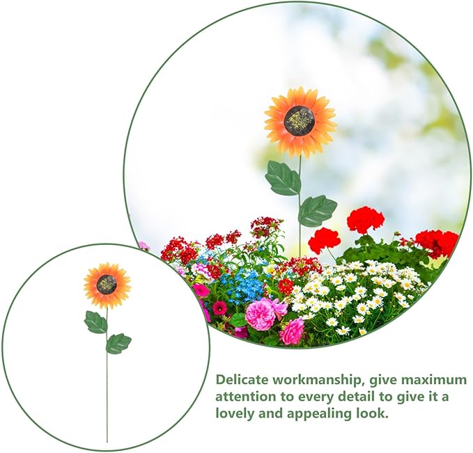 Yardwe Garden Metal Flower Sign Compact Outdoor Decor for Spring Vivid Lawn Garden Stake Attractive Metal Flower Decoration for for