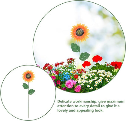 Yardwe Garden Metal Flower Sign Compact Outdoor Decor for Spring Vivid Lawn Garden Stake Attractive Metal Flower Decoration for for