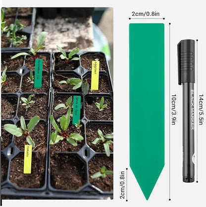 Greaner Plant Identification Stakes, Colorful 100PCS Plant Tags, Plant Markers for Outdoor Plants Waterproof, Plant Label Stakes for Indoor Outdoor plants, Herb Labels with Garden Marker Pen(4 Inches)