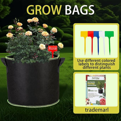 2-Pack 50 Gallon Plant Grow Bags, Thickened Nonwoven Fabric Pots with Handles,Sturdy Garden Planters Aeration Gardening Container to for Plants, Vegetables, and Flowers