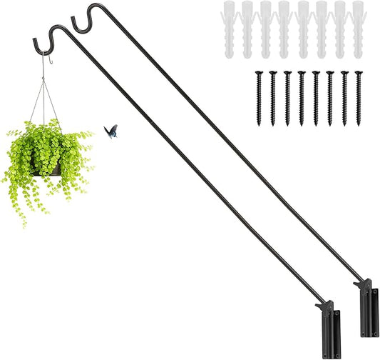 ERYTLLY 2 Packs Heavy Duty Deck Hook Wall Mounted, Extensible and Adjustable Deck Hook for Hanging Bird Feeder, Plants, Suet Baskets,Wind Chimes,Lanterns and More