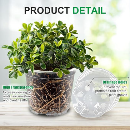 100 Pack 4 Inch Clear Plant pots with Drainage Holes, Transparent Nursery Seeding Pots, Flexile Seeds Starter Pots, Seeds Germination (4Inch,100P,Clear)