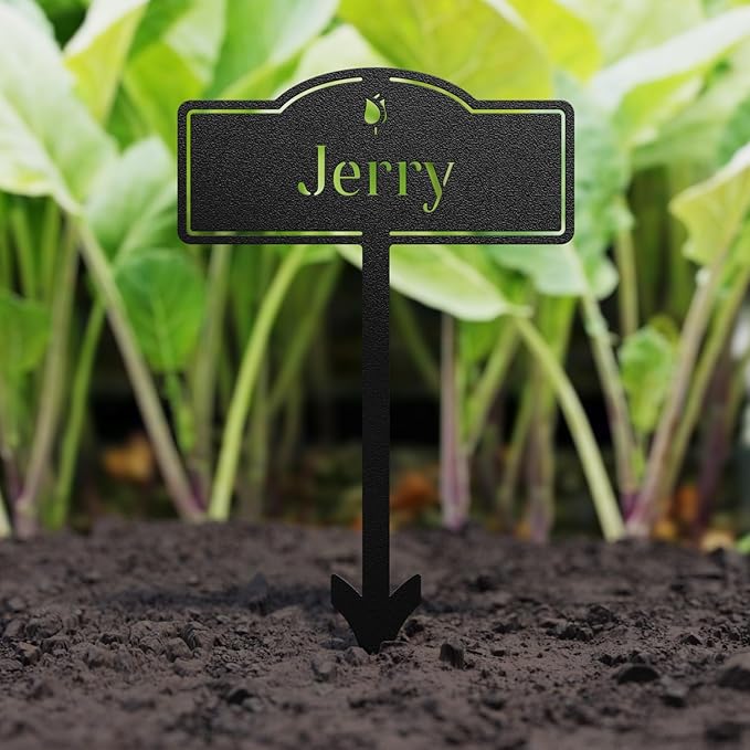 Garden Markers, 4 Pcs Customizable Plant Labels for Herb Garden & Vegetables, Metal Decorative Outdoor Stakes, Seed & Plant Markers for Farmhouse/Greenhouse