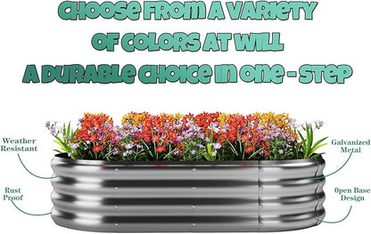 Galvanized Metal Raised Garden Bed Kit for Gardening Outdoor Planter Grow Garden Box Raised Flower Bed Galvanized Planter Outdoor Brown 2PC