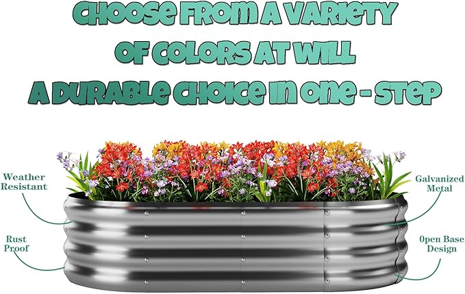 Raised Garden Bed, 4x2x1ft Raised Beds for Gardening Outdoor for Vegetables Flowers Ground Planter Box，Galvanized Raised Garden Beds