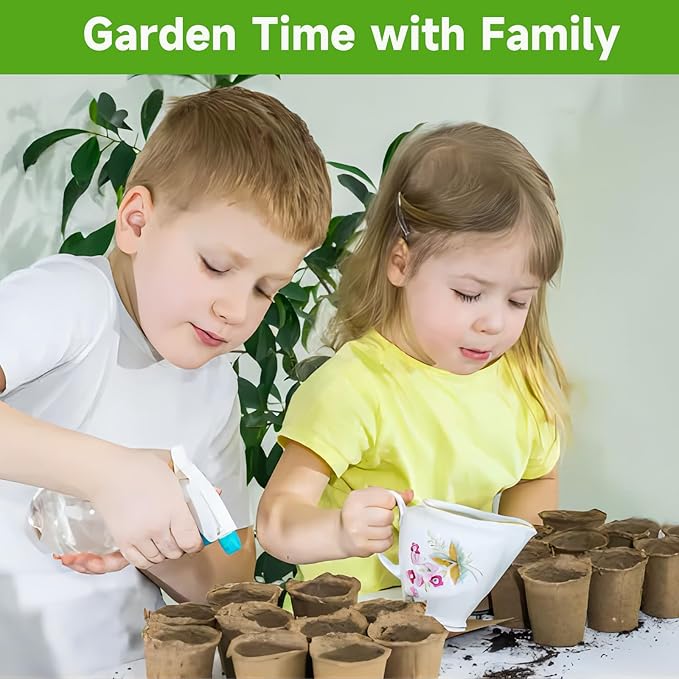 65 Pcs Organic Peat Pots, 3.15 Inch Nursery Pot, Round Plant Seedling Pots with Drainage Holes, Small Seed Starting Starter Tray Bulk, Garden Germination Container with 65 Planting Labels