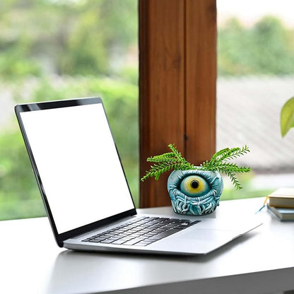 Blue Monster Eye Planter Creative Unique Eye Plant Pot,Resin Succulent Plants Pot with Drainage, for Outdoor Garden Deco and Home Art Decoration