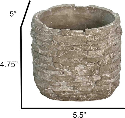 Admired by Nature 5" Ceramic Flower Planter Pot - for Home Decor, Indoor Plants, Garden Display, Organization - Stone
