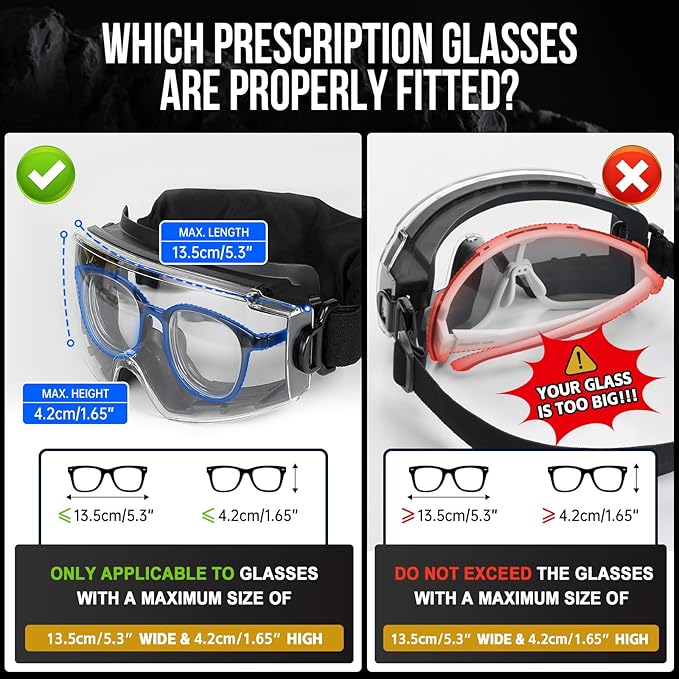 OneTigris Tactical Goggles Over Glasses, Anti Fog Tactical Eyeglasses, Safety OTG Goggles Protection with Interchangeable Len
