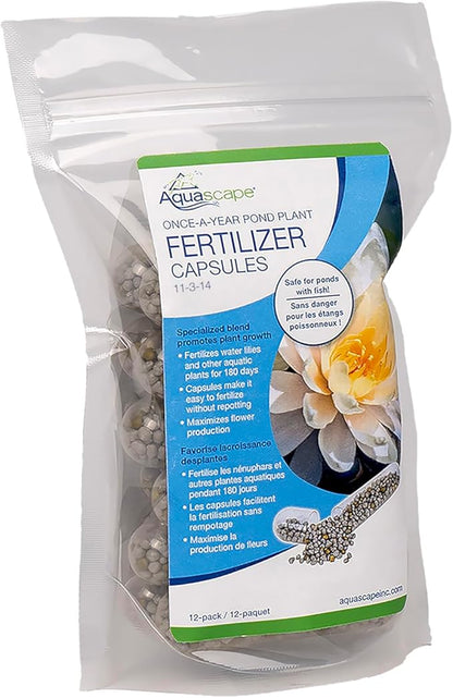 Aquascape Once-A-Year Pond Plant Fertilizer Capsules, 12-Pack, Promotes Aquatic Plant Health, Easy Annual Application, 89011