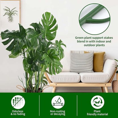 9 Pack Green Plant Support Stakes Plant Stakes for Indoor and Outdoor Plants. 39.37inch Plant Sticks with Extension Poles, Plant Clips,Plant Ties for Potted Monstera Plants, Climbing Plants