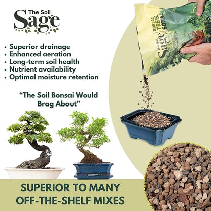 5qts/5l Premium Bonsai Mix - U.S.A. Made Ready to Use - Akadama, Pumice, Lava Rock, Fine Pine Bark - Large Bag for All Bonsai Tree - High Drainage Potting, Repotting (Bonsai Soil / 5 QT)