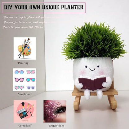 Funny Head Planters Face Pots, Adorable Human Face Flower Planter for Indoor Outdoor Plants, Unique Plant Holder Succulent Cactus Pots