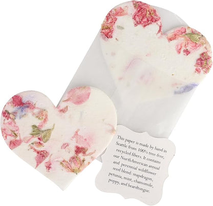 Set of 24 Pink Heart Seed Paper – Writable & Plantable Wildflower Hearts with Envelopes & Planting Guides, Gift for Moms or Plant Lovers for Mother’s Day, Heart Party Favors for Weddings & Showers