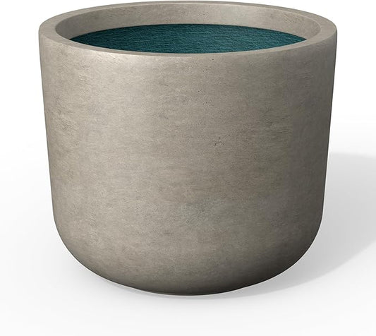 Kante Round Concrete Planter, 13.1 Inch Dia Classic-Style Large Pot with Drainage, Weathered Concrete Finish with Painted, for Indoor & Outdoor Plants, Home, Patio and Garden