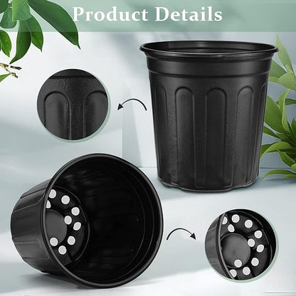RAOOKIF 7 Gallon Nursery Pots, Flexible 7 Gallon Pots for Plants, Plastic Plant Pots for Seedling, Cuttings, Succulents, Transplanting (7gallon-10pack)