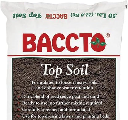 Michigan Peat 1550P Baccto Topsoil for Lawns, Gardens, and Raised Planting Beds with Reed Sedge, Peat, and Sand Mix, 50 Pounds (10 Pack)