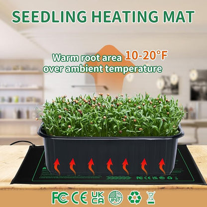 NAMOTEK Seedling Heat Mat, 10" x 20.75" Waterproof Plant Heating Mat, Warm Hydroponic Heating Pad for Indoor Home Gardening Seed Starter,Germination, Greenhouse