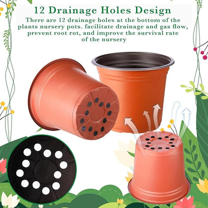 Hushee 1500 Pcs Plastic Plants Nursery Pots - Seed Starting and Seedling Planters With Drainage Holes for Indoor Outdoor Flower Transplanting